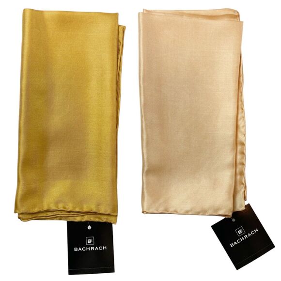 Bachrach Handkerchief Set of 2 Vintage 90s 100% Silk Hand Rolled Deadstock - Picture 1 of 7